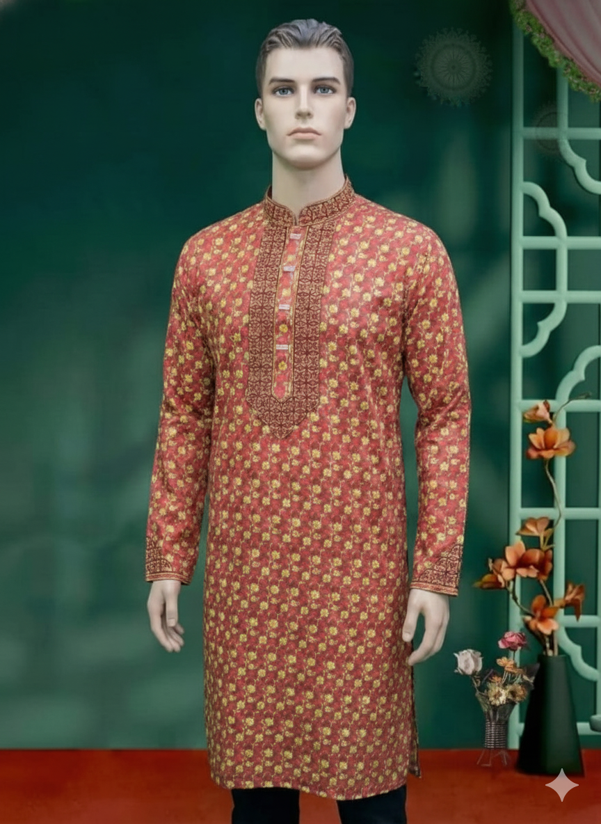 মেরুন কালার পাঞ্জাবী।